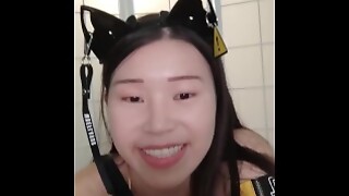 Asian cyber cat cosplay Mina Rocket rides, squirts and shows her fluids