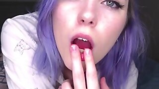 Girl talks to you sweetly while masturbating your cock POV