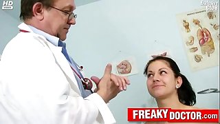Hot czech dark brown monika receives fingered by dad doctor