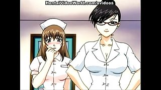 Cute anime nurse screwed on the floor