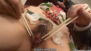 Sushi girl is make an issue of main course of make an issue of office gangbang