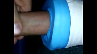 Teen fucks a homemade tissue light