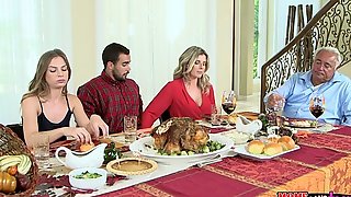 Moms team fuck legal age teenager - nasty family thanksgiving